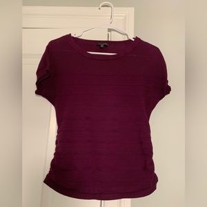 Ruched Purple Short Sleeve Sweater from The Limited